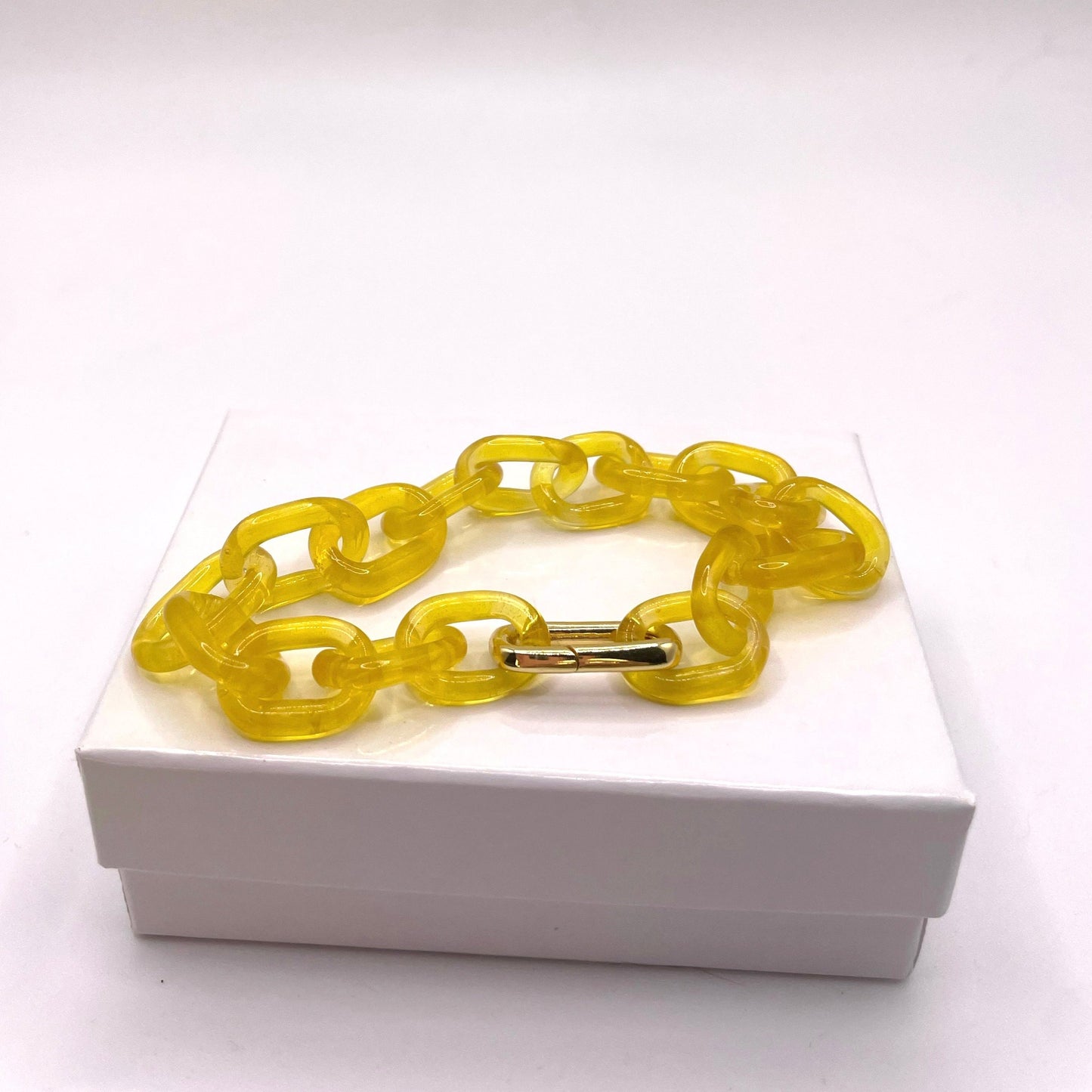 Lemon Party Glass Chain Bracelet