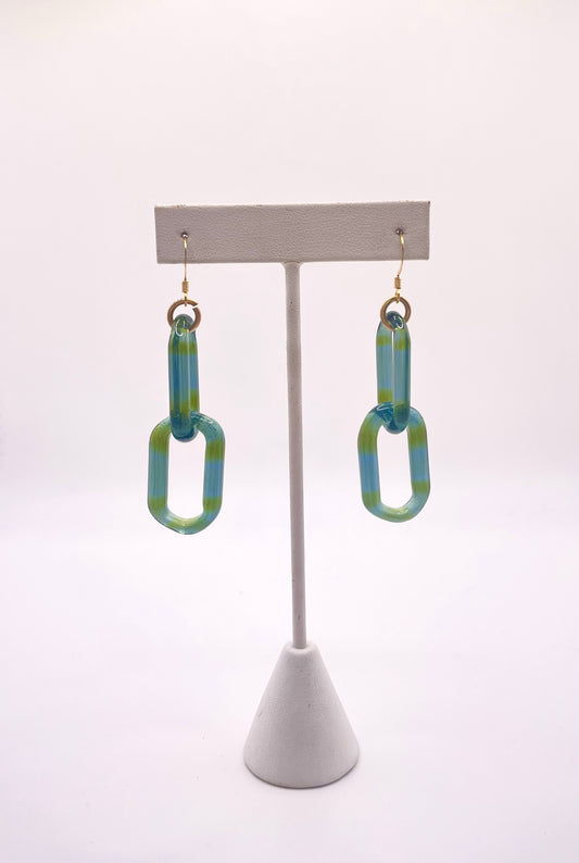 Blue Honey Glass Chain Earrings