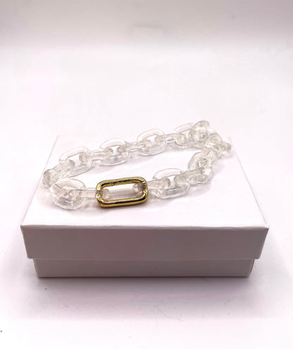 Clear Pink UV Glass Chain Bracelet