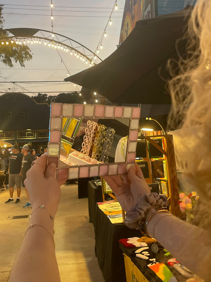 Pink Checkerboard Mirror