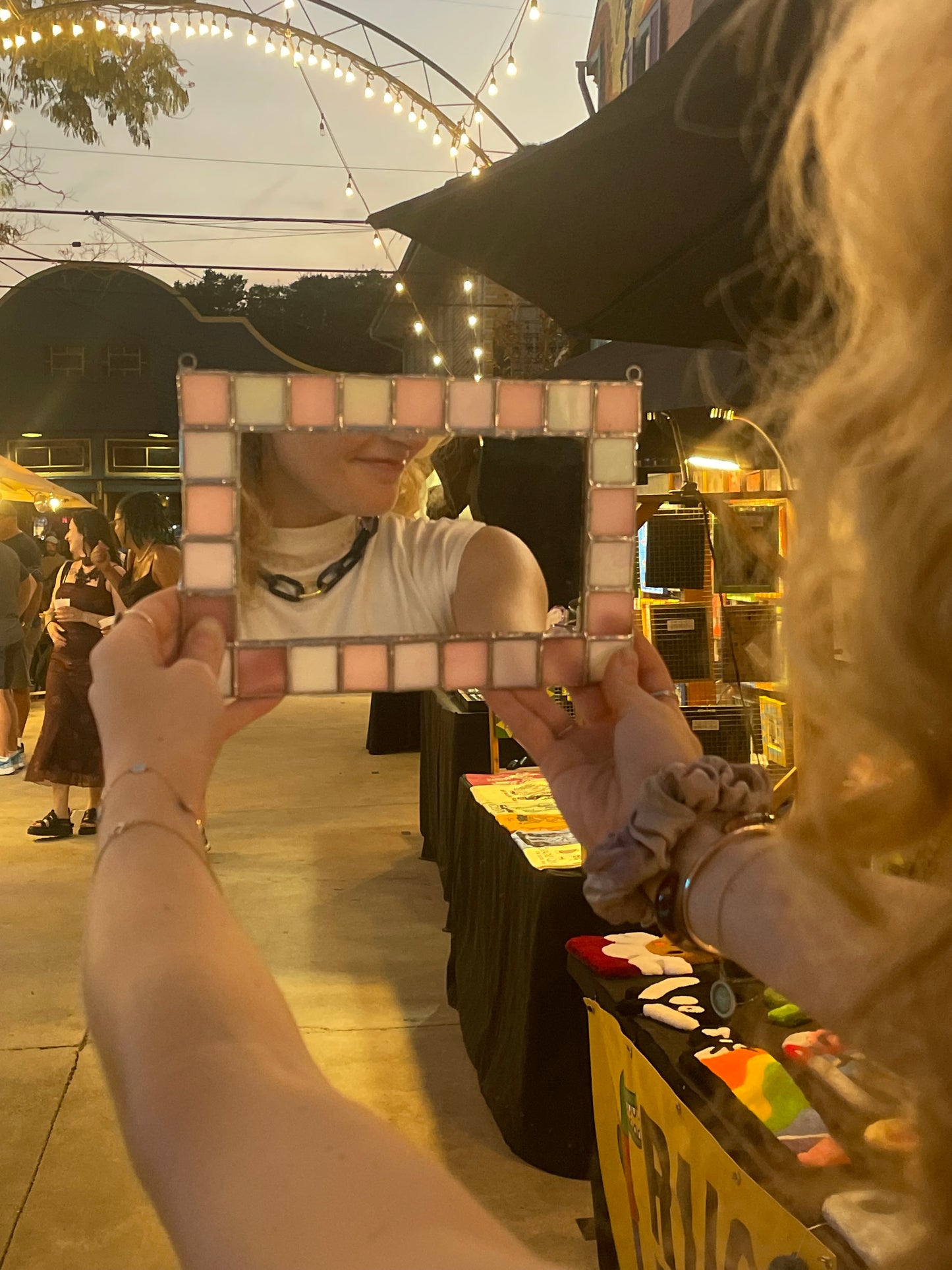 Pink Checkerboard Mirror