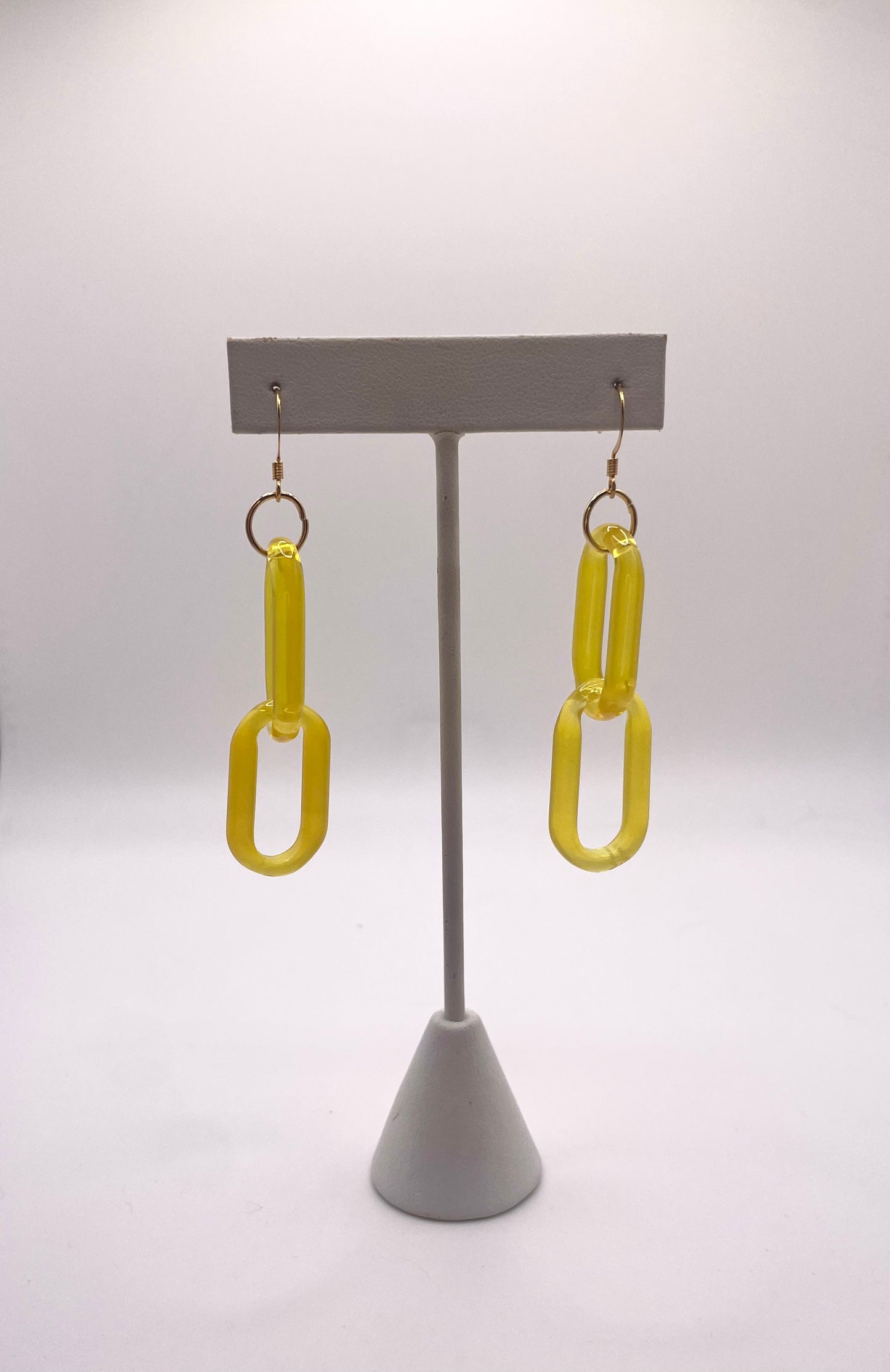 Lemon Party Glass Chain Earrings