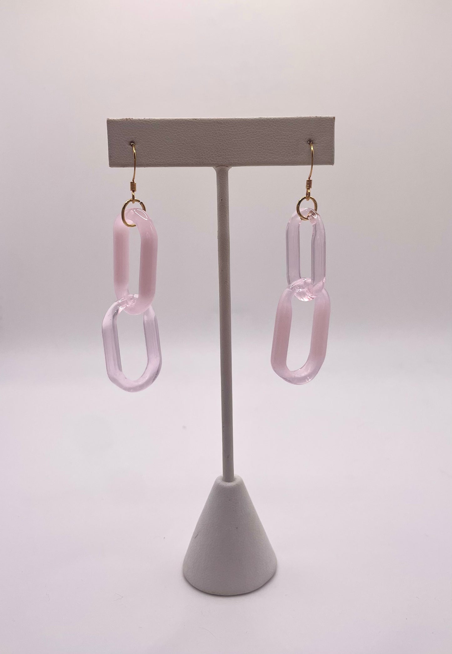 Pink Mismatch Glass Chain Earrings