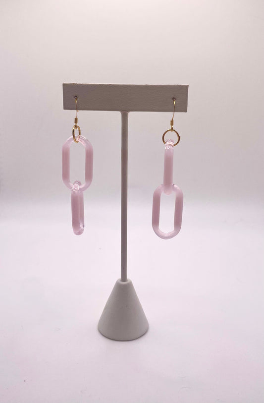 Pink Lemonade Glass Chain Earrings