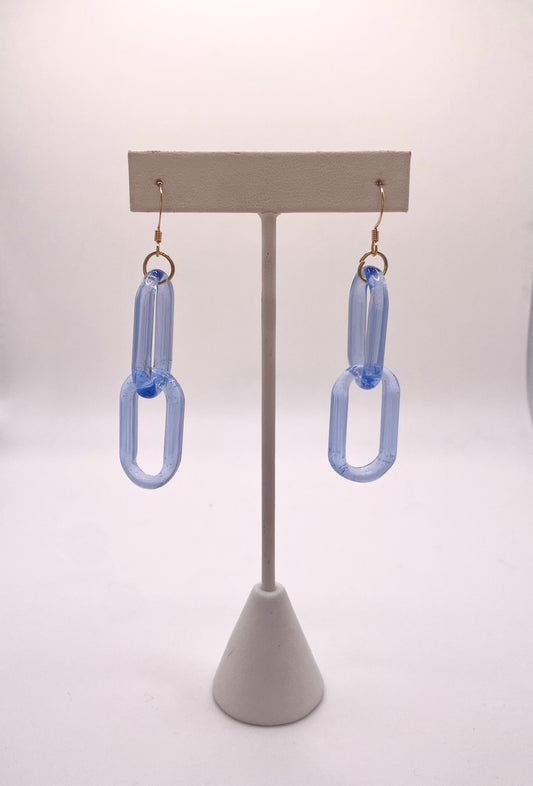 Sky Blue Glass Chain Earrings