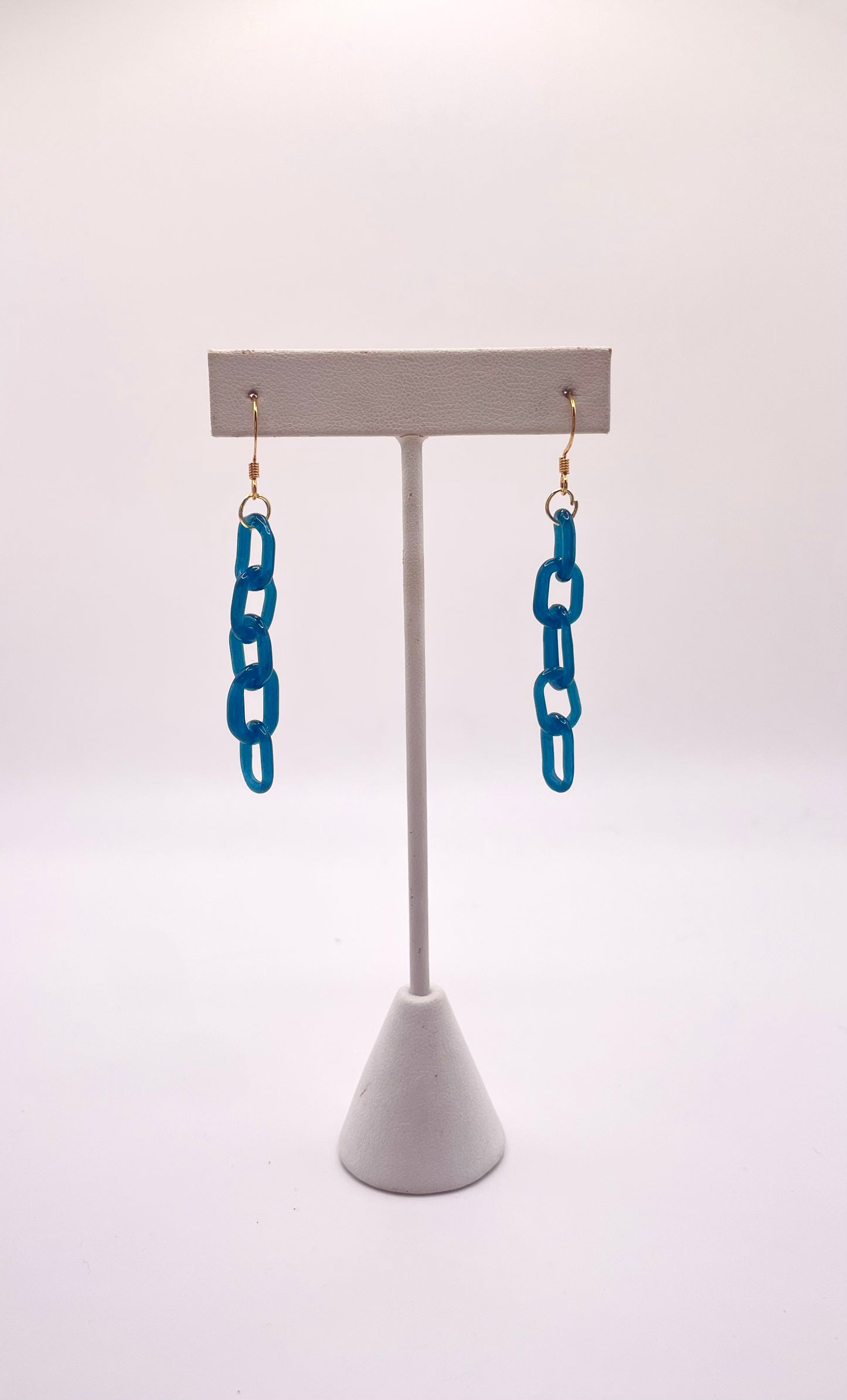 Micro Space Cadet Glass Chain Earrings