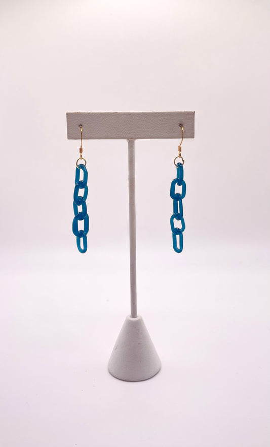 Micro Space Cadet Glass Chain Earrings