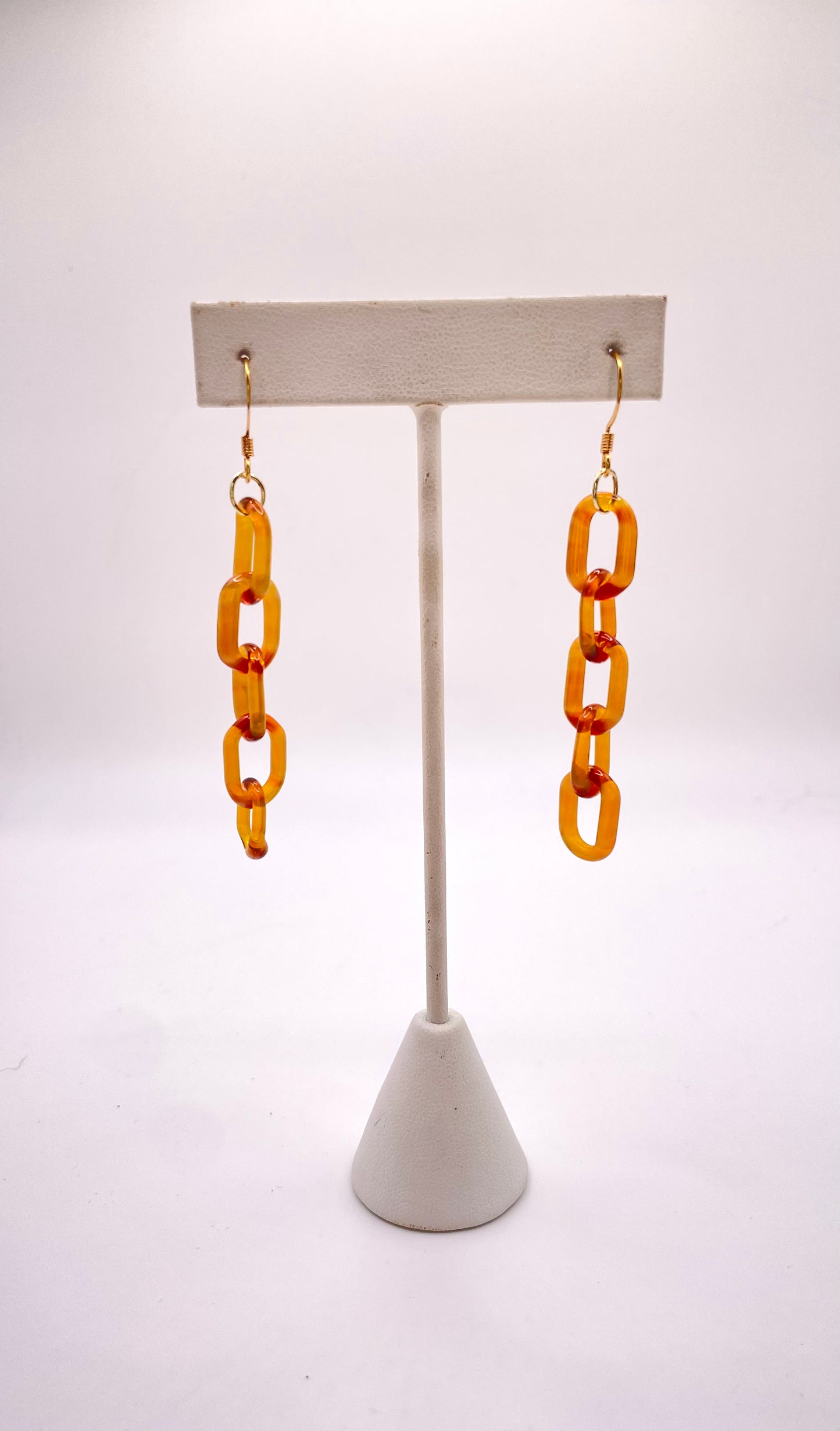 Micro Wild Honey Glass Chain Earrings